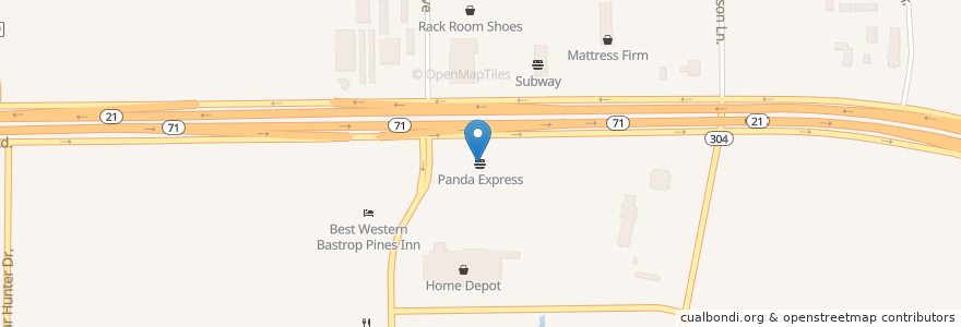Mapa de ubicacion de Panda Express en Amerika Syarikat, Texas, Bastrop County, Bastrop.