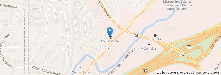 Mapa de ubicacion de The Rusty Nail en アメリカ合衆国, ジョージア州, Dekalb County, Brookhaven.