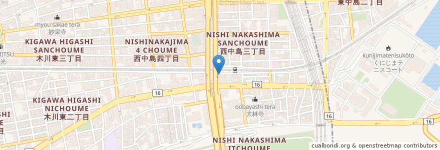 Mapa de ubicacion de 海野歯科 en Japan, 大阪府, Osaka, 淀川区.