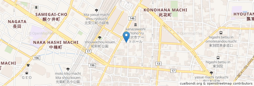 Mapa de ubicacion de 山下屋 en 日本, 石川县, 金沢市.