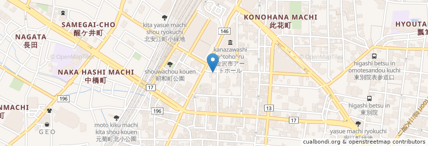 Mapa de ubicacion de 一乃松 en 日本, 石川县, 金沢市.