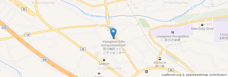 Mapa de ubicacion de 宮川地区コミュニティセンター en 일본, 나가노현, 茅野市.