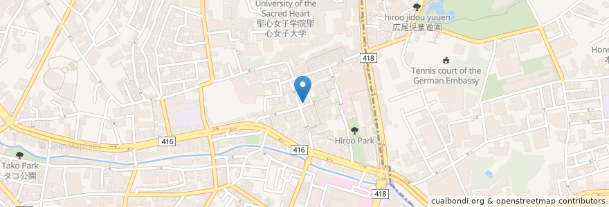 Mapa de ubicacion de 広尾のカレー en 日本, 東京都, 港区, 広尾.