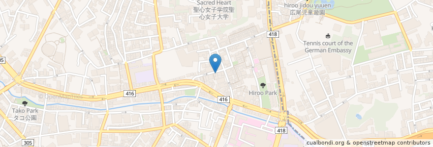 Mapa de ubicacion de à nu, retrouvez-vous en 日本, 東京都, 港区, 広尾.
