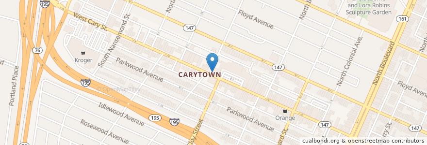 Mapa de ubicacion de Babe's of Carytown en États-Unis D'Amérique, Virginie, Richmond City.