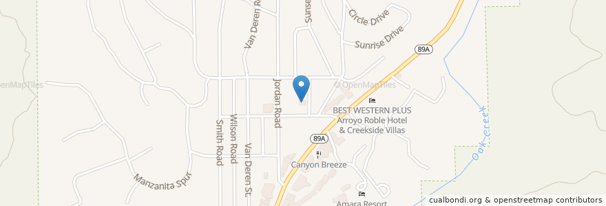 Mapa de ubicacion de Theia's Cafe en 美利坚合众国/美利堅合眾國, 亚利桑那州 / 亞利桑那州, Coconino County, Sedona.