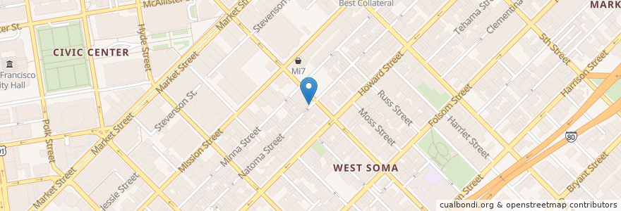 Mapa de ubicacion de Natoma & 7th (on-street) en United States, California, San Francisco City And County, San Francisco.