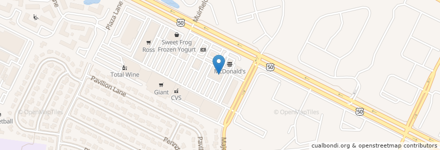 Mapa de ubicacion de Starbucks en アメリカ合衆国, バージニア州, Fairfax County, Chantilly.