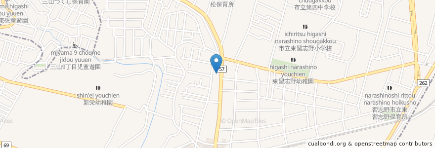 Mapa de ubicacion de 京葉銀行 実籾支店 en 일본, 지바현, 習志野市.