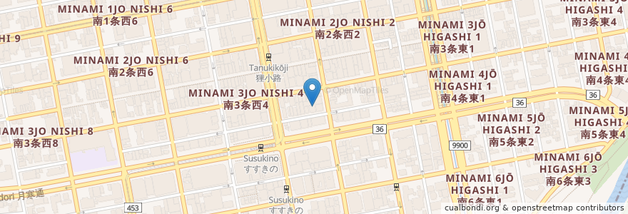 Mapa de ubicacion de ゴシップラウンジ en Japão, 北海道, 石狩振興局, Sapporo, 中央区.