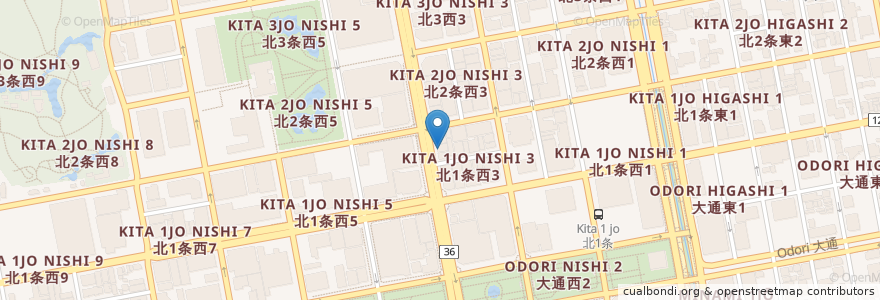 Mapa de ubicacion de 個室 Japanese Dining 灯 en Japan, Präfektur Hokkaido, 石狩振興局, 札幌市, 中央区.