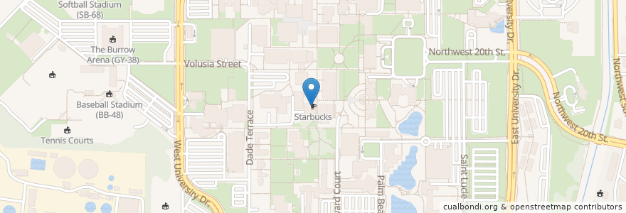 Mapa de ubicacion de Starbucks en 미국, 플로리다주, Palm Beach County, Boca Raton.
