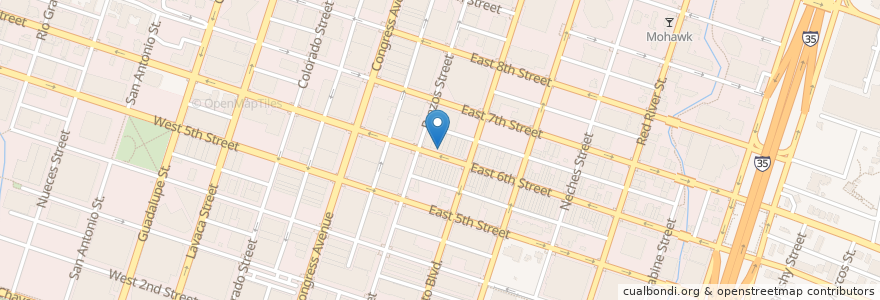 Mapa de ubicacion de Friends Bar en United States, Texas, Travis County, Austin.