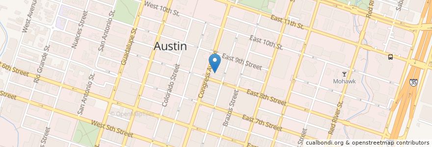 Mapa de ubicacion de KTBC-TV en Estados Unidos Da América, Texas, Travis County, Austin.