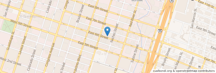 Mapa de ubicacion de Cheers Shot Bar en United States, Texas, Travis County, Austin.