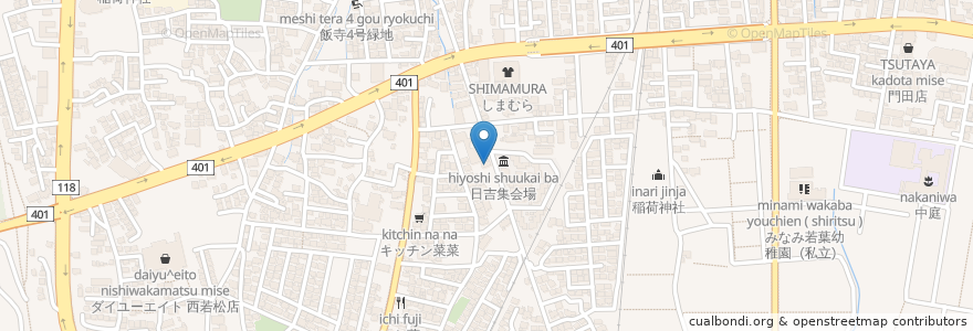 Mapa de ubicacion de あいあい薬局 門田日吉店 en 일본, 후쿠시마현, 会津若松市.