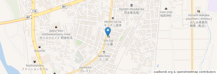 Mapa de ubicacion de いち藤 en Japão, 福島県, 会津若松市.