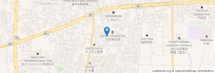 Mapa de ubicacion de 仙波耳鼻咽喉科医院 en Japón, Prefectura De Fukushima, 会津若松市.