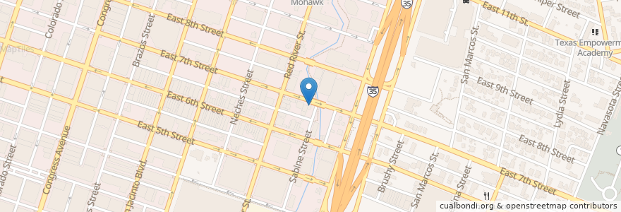 Mapa de ubicacion de Koriente Restaurant en Amerika Syarikat, Texas, Travis County, Austin.
