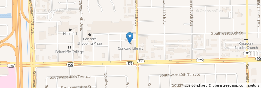 Mapa de ubicacion de Concord Library en ایالات متحده آمریکا, فلوریدا, شهرستان میامی-دید، فلوریدا.