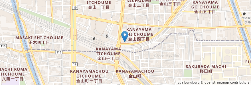 Mapa de ubicacion de きんざん en Jepun, 愛知県, 名古屋市.