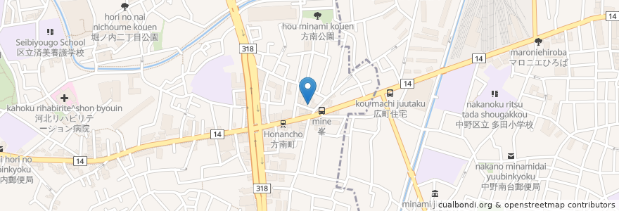 Mapa de ubicacion de 方南町東自転車駐車場 en 일본, 도쿄도, 杉並区.