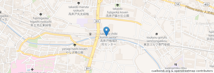 Mapa de ubicacion de 高井戸東自転車駐車場 en 일본, 도쿄도, 杉並区.