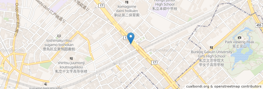 Mapa de ubicacion de 巣鴨駅北口白山通り自転車駐車場 en Japonya, 東京都, 豊島区.