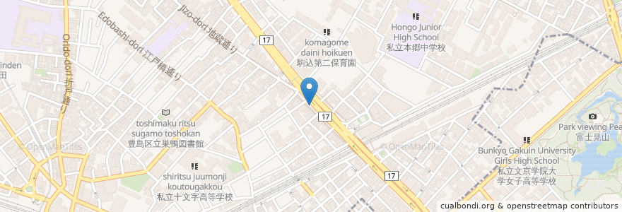 Mapa de ubicacion de 巣鴨駅北口白山通り自転車駐車場 en Japon, Tokyo, 豊島区.