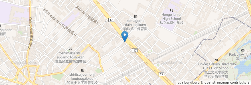 Mapa de ubicacion de 巣鴨駅北口白山通り自転車駐車場 en اليابان, 東京都, 豊島区.