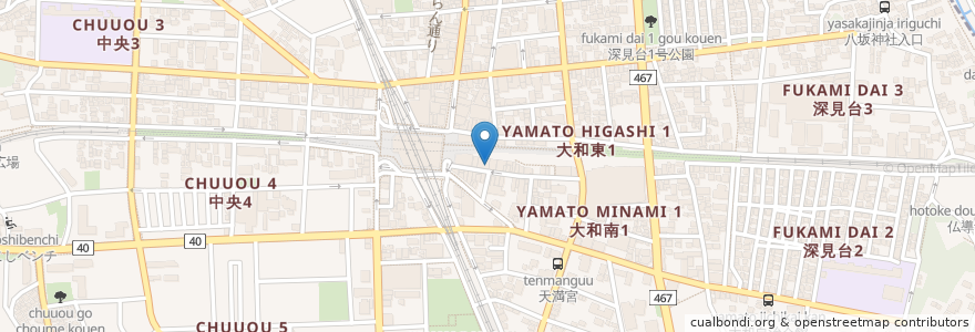Mapa de ubicacion de 麺や 鐙 en Japan, Kanagawa Prefecture, Yamato.