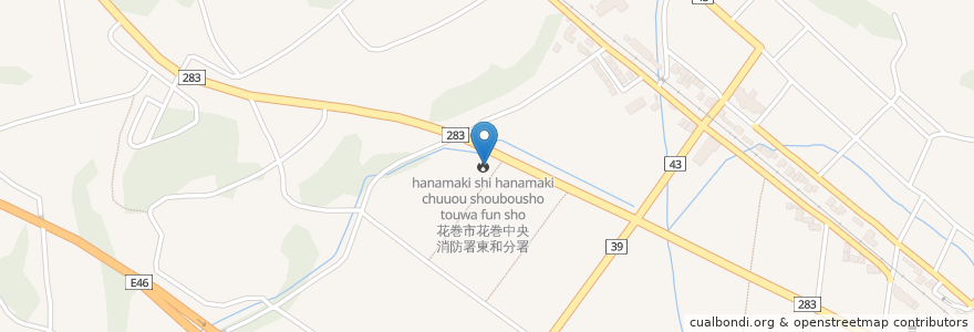 Mapa de ubicacion de 花巻市花巻中央消防署東和分署 en 日本, 岩手県, 花巻市.