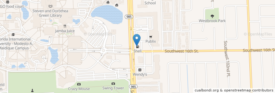Mapa de ubicacion de Shell en Amerika Syarikat, Florida, Miami-Dade County.