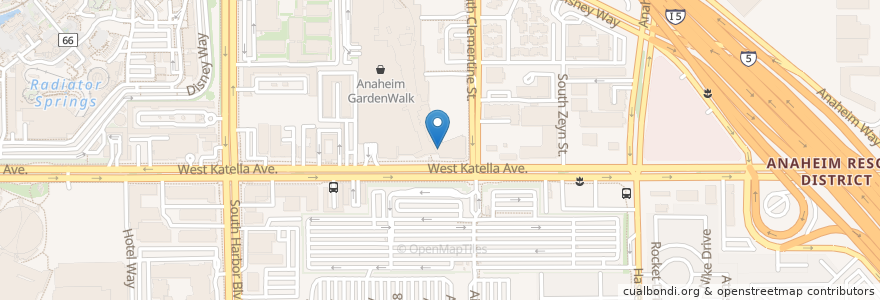 Mapa de ubicacion de P.F. Chang's en United States, California, Orange County, Anaheim.