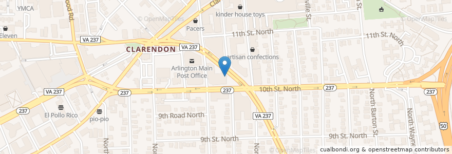 Mapa de ubicacion de Endo Sushi en Vereinigte Staaten Von Amerika, Virginia, Arlington County, Arlington.