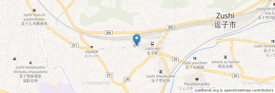 Mapa de ubicacion de 八尾産婦人科医院 en Jepun, 神奈川県, 逗子市.