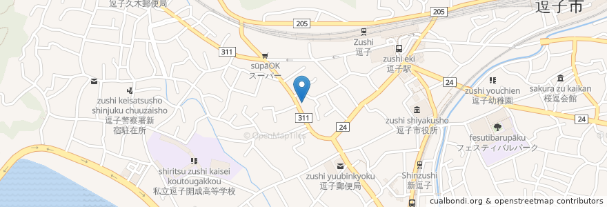 Mapa de ubicacion de 宮崎医院 en 日本, 神奈川縣, 逗子市.