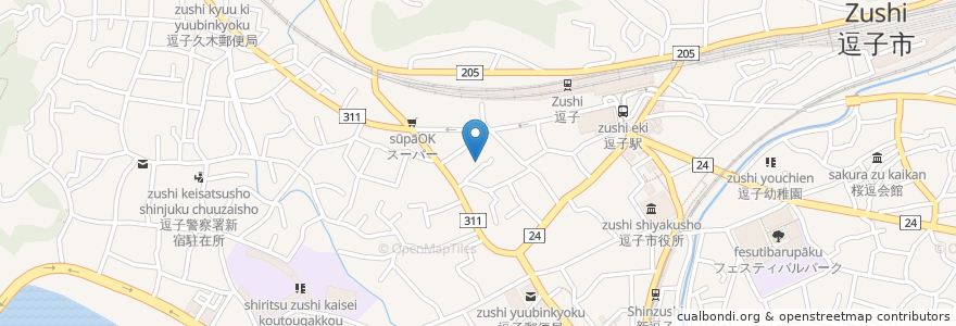 Mapa de ubicacion de 土井歯科医院 en ژاپن, 神奈川県, 逗子市.