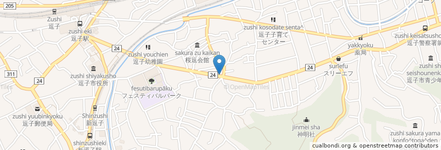 Mapa de ubicacion de 自販機二台 en 일본, 가나가와현, 逗子市.