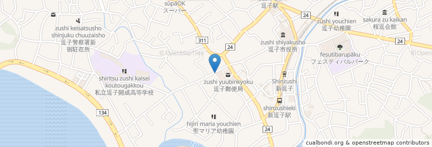 Mapa de ubicacion de 自販機二台 en Japón, Prefectura De Kanagawa, 逗子市.