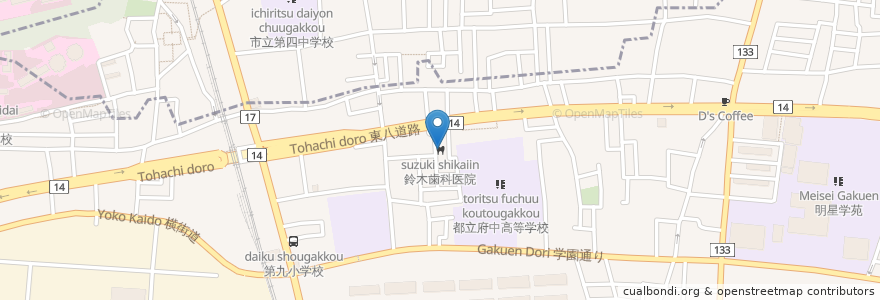 Mapa de ubicacion de 鈴木歯科医院 en Japan, Tokio, 府中市.