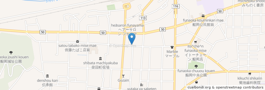 Mapa de ubicacion de 銀座薬局 en ژاپن, 宮城県, 柴田郡, 柴田町.