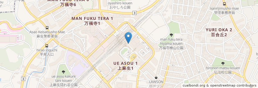 Mapa de ubicacion de PRONTO en Japonya, 神奈川県, 川崎市, 麻生区.