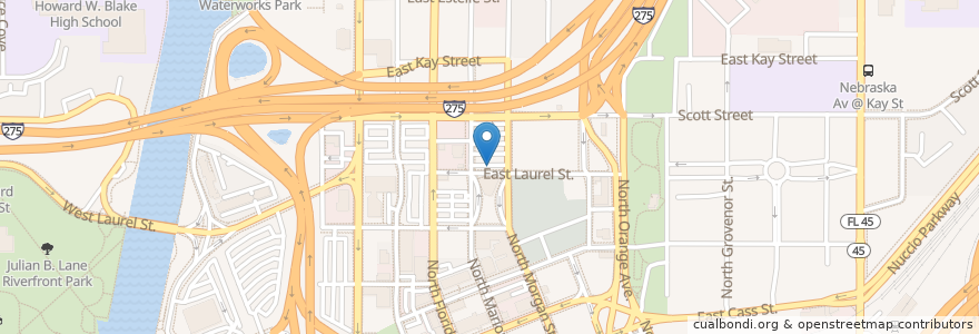 Mapa de ubicacion de Bicycle Repair Station and Air Pump en 미국, 플로리다주, Hillsborough County, Tampa.