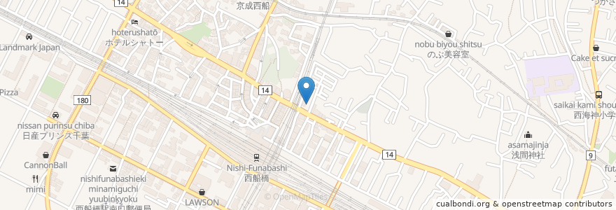 Mapa de ubicacion de 三井のリパーク en 일본, 지바현, 船橋市.