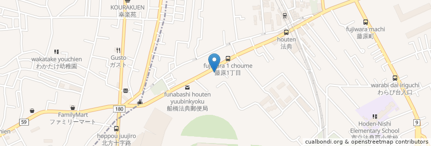 Mapa de ubicacion de 昭和シェル en 日本, 千葉県, 市川市, 船橋市.