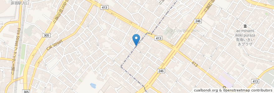 Mapa de ubicacion de オーガニックレストラン「広場」 en 日本, 東京都, 渋谷区.