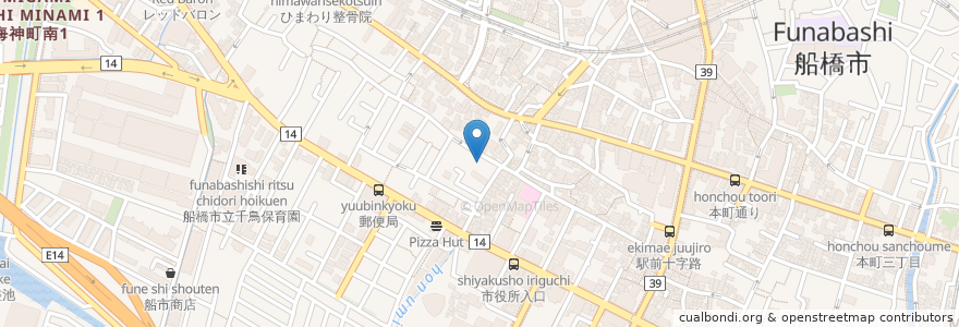 Mapa de ubicacion de 満福園 en Japon, Préfecture De Chiba, 船橋市.