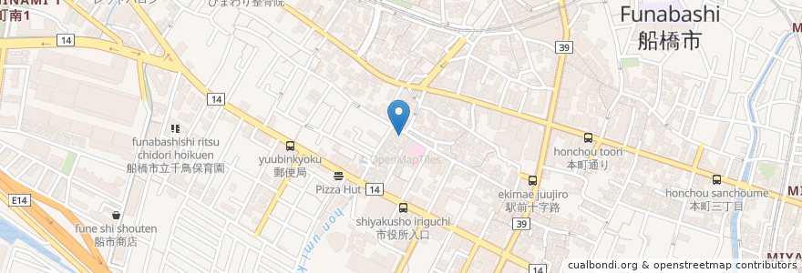 Mapa de ubicacion de 珈琲モナリザ en Japan, Präfektur Chiba, 船橋市.
