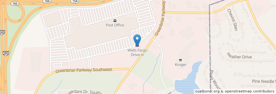 Mapa de ubicacion de Wells Fargo Drive in en ایالات متحده آمریکا, جورجیا, Fulton County, Atlanta.